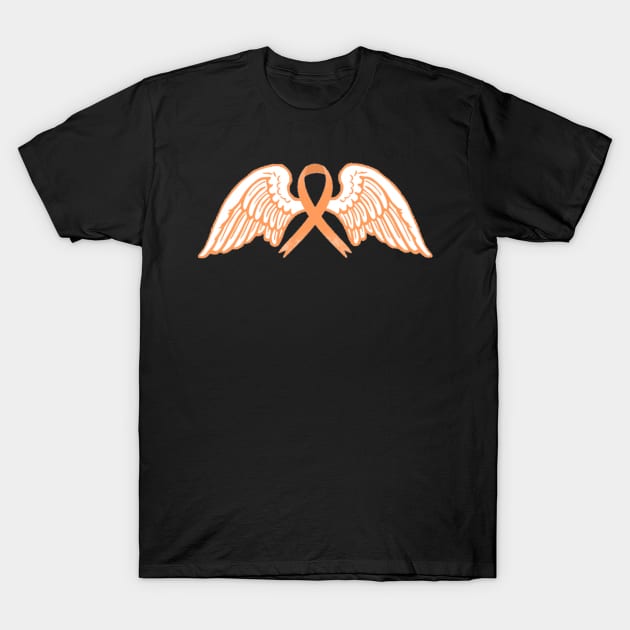 Orange Awareness Ribbon with Angel Wings T-Shirt by CaitlynConnor